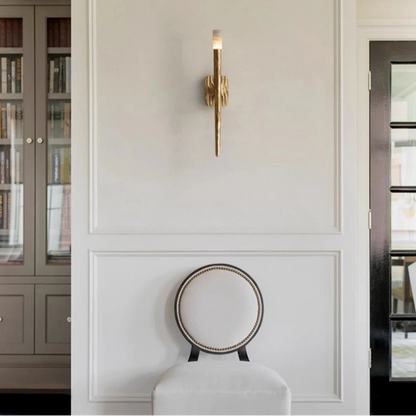 LuxRoyale Forged Brass & Marble Wall Sconce -Elegant 20-Inch LED Light
