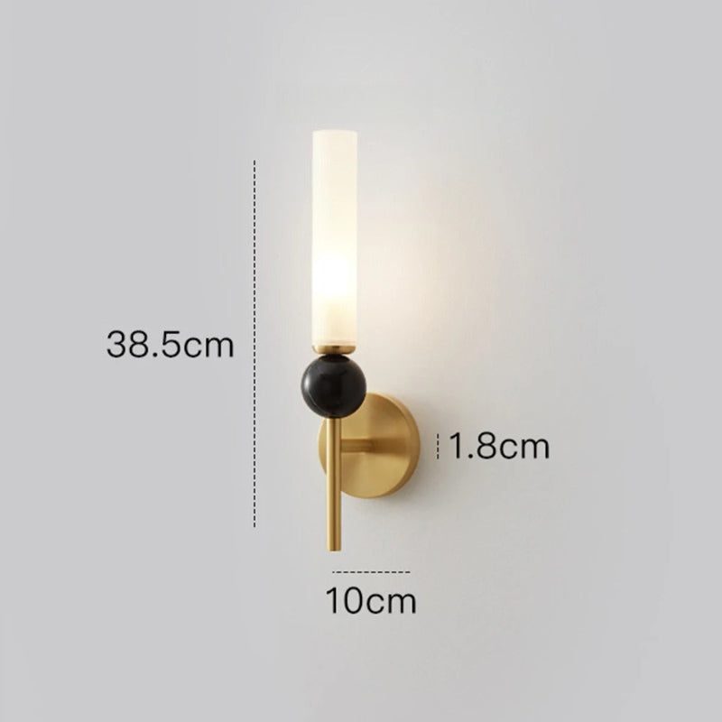 LuxRoyale Modern Brass & Marble Vertical Wall Sconce with Acrylic Diffuser