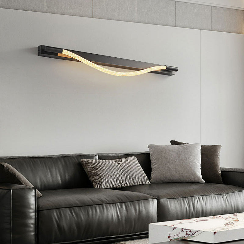 LuxRoyale Modern Black LED Wall Sconce - Flexible Wave Design for Ambient Lighting