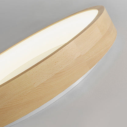 RoyaleGlow Modern Wood LED Flush Mount Ceiling Light-Minimalist Round Fixture