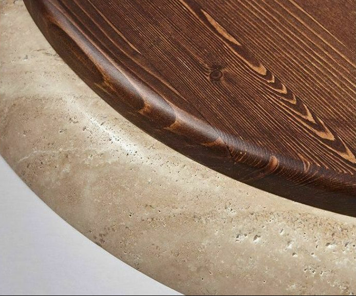 RoyaleGlow Round Travertine LED Flush Mount Ceiling Light - Modern Minimalist
