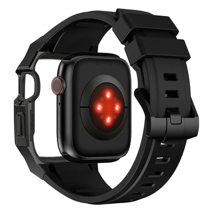 RoyaleGlow AP9009 Fluororubber Band Stainless Steel Case For Apple Watch