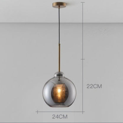 LuxRoyale Double-Layer Glass Pendant Light With Inner Mesh Core and Outer Glass Shade