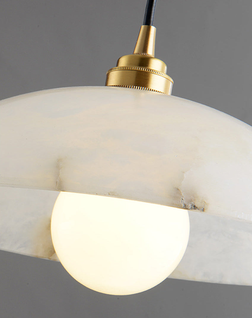Royelux Alabaster Dome Pendant Light - Natural Stone Ceiling Fixture for Kitchen Island