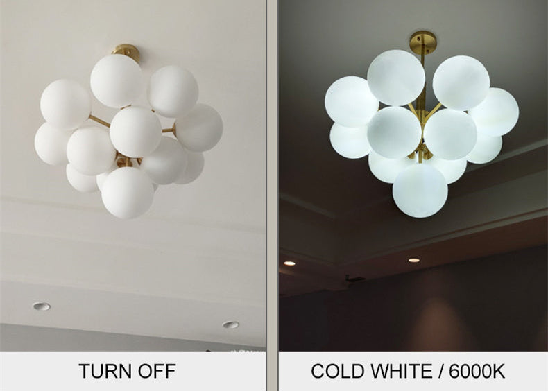 Royelux 13-Light Mid-Century Modern Brass Gold Bubble Chandelier Pendant