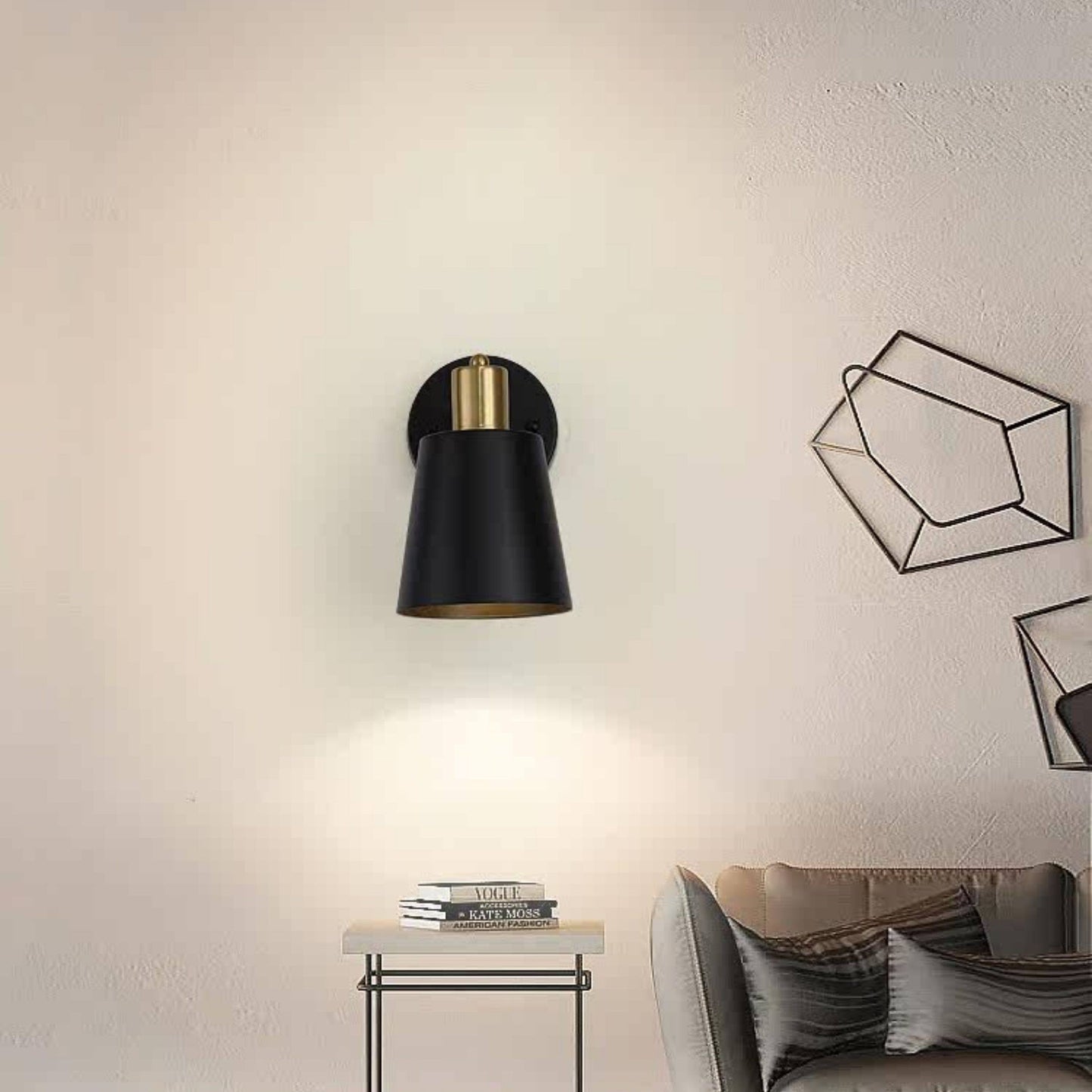 Royaleva Modern Brushed Black Gold Conical Wall Sconce, IP20 Conical Wall Light