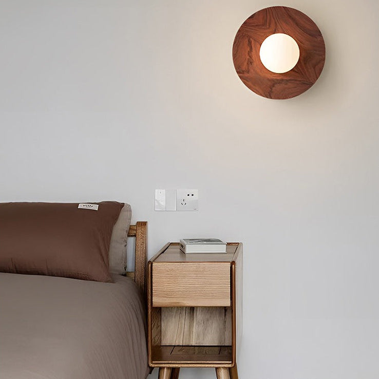 Lumora Modern Solid Wood Wall Light with Frosted Glass Globe