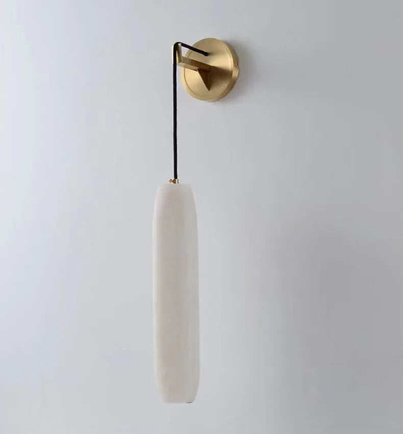 RoyaleGlow Modern Alabaster Wall Sconce - Elegant Brass & Stone Fluted Light