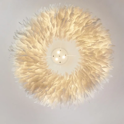 RoyaleGlow Nordic Feather Chandelier Modern LED Pendant Light for Living Room