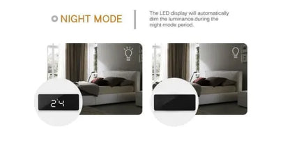Royaleva Digital Alarm Clock Smart Mirror Desktop Bedside Nightlight