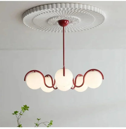 RoyaleGlow Modern Glass Globe Chandelier-Curved Arm Hanging Light Fixture