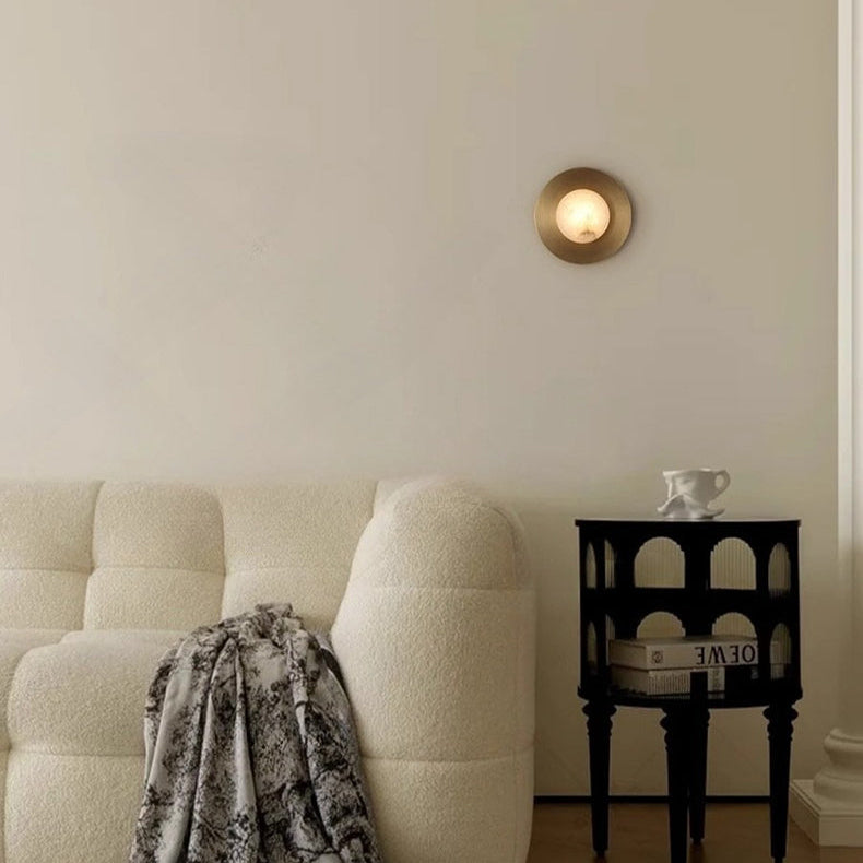 Royelux Modern Brass Round Wall Sconce - Elegant Ambient Light