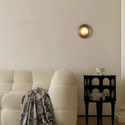 Royelux Modern Brass Round Wall Sconce - Elegant Ambient Light