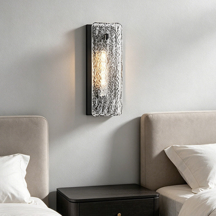 RoyaleGlow Alabaster LED Wall Sconce, Modern Brass Rectangular Light Fixture