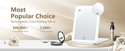 Luxora Travel Lighted Makeup Mirror With Magnification