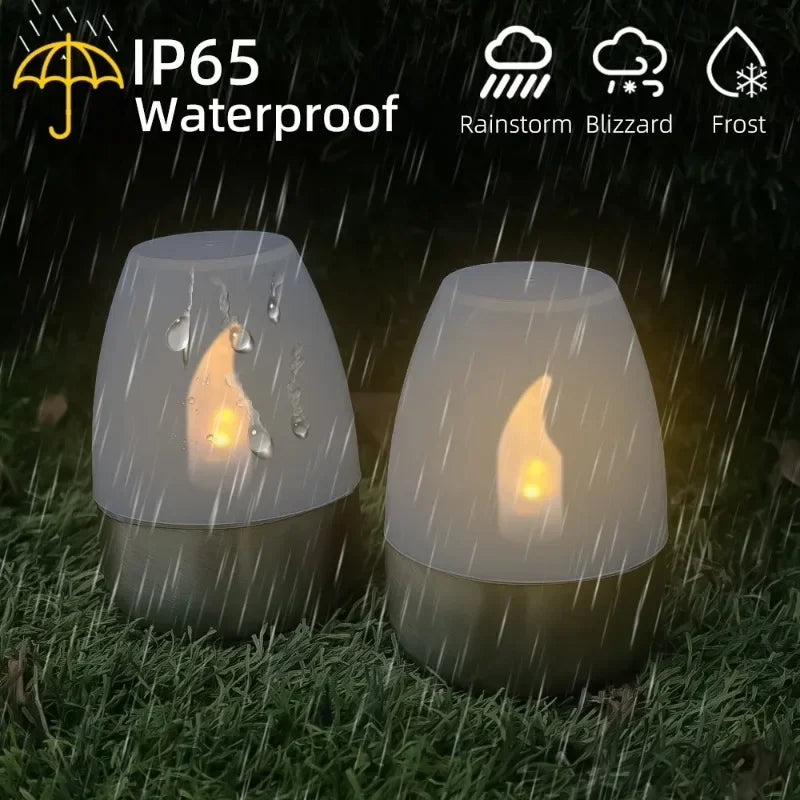 LuxRoyale Solar Waterproof LED Glass Candle - Elegant Outdoor & Indoor Lighting - Clear