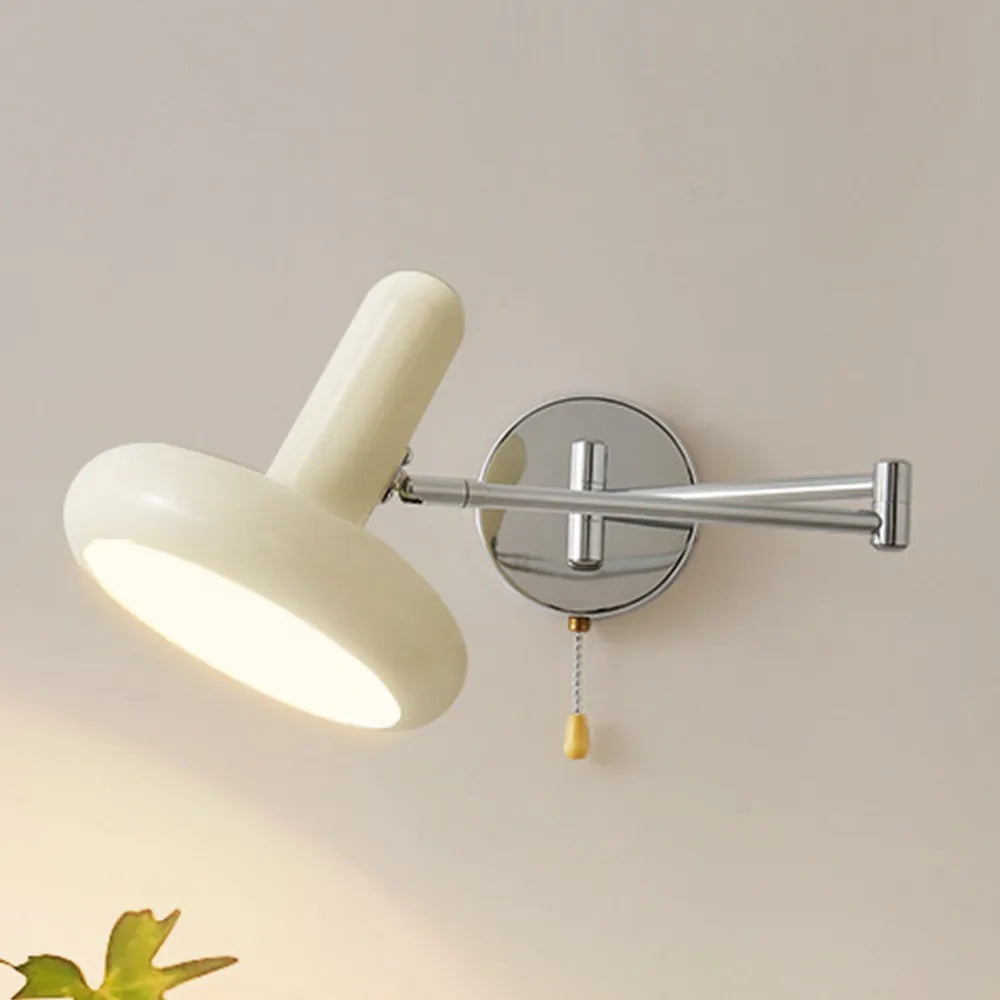 RoyaleGlow Cream Adjustable Wall Sconce - Modern Swing Arm Reading Light
