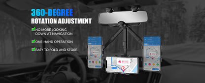 Royaleva Rearview Mirror Phone Holder with 360-Degree Rotation