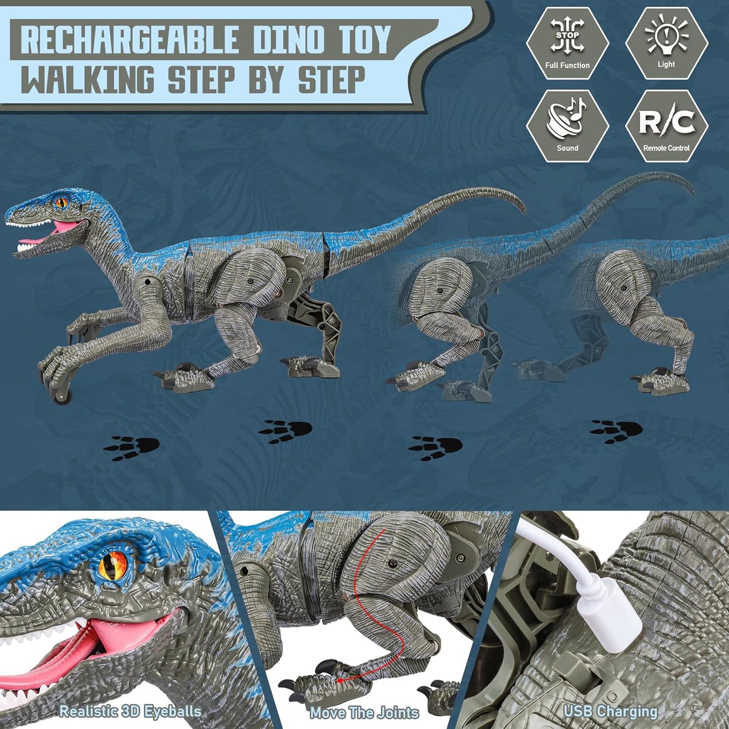 Royaleva Remote Control Dinosaur Raptor X for Kids
