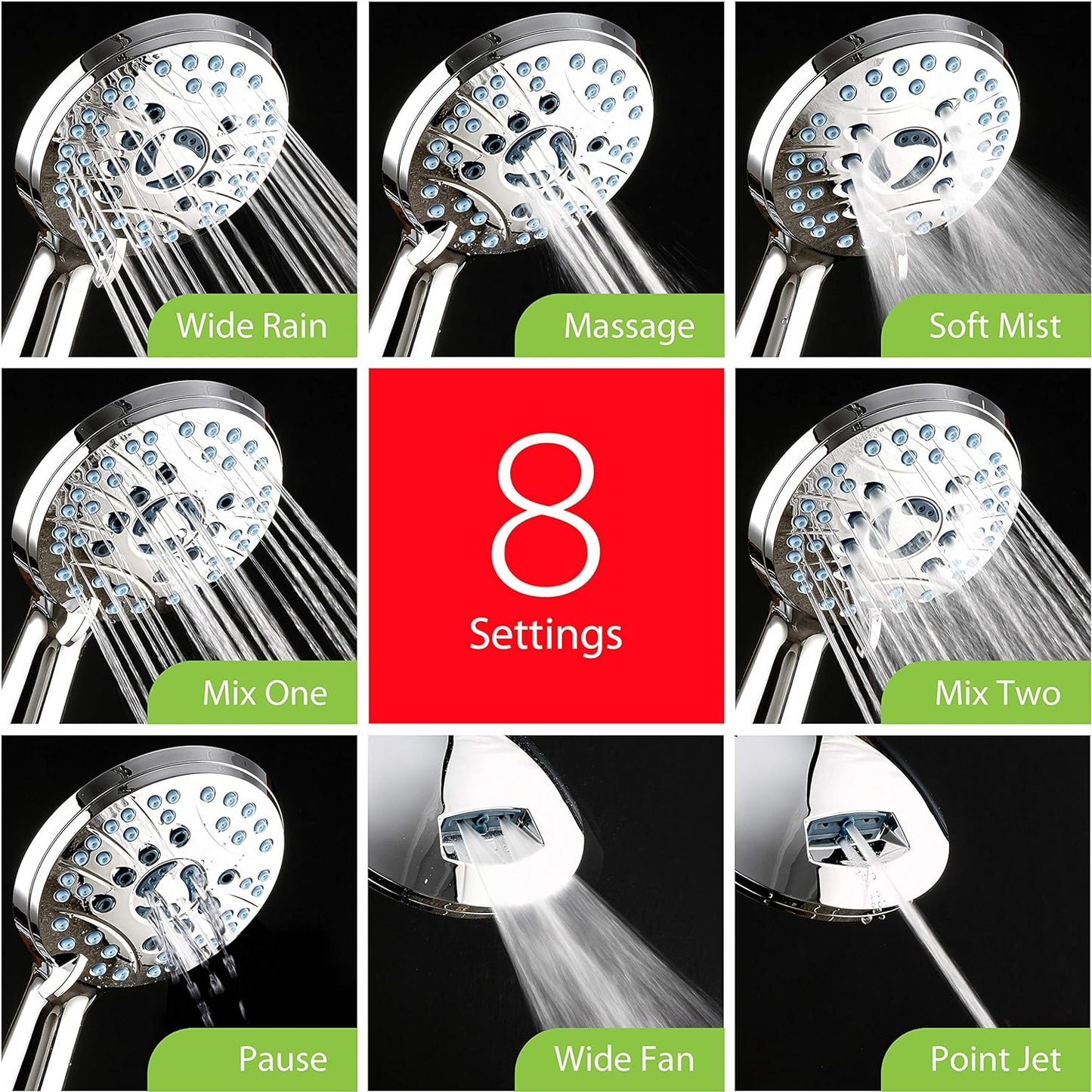 Luxora Adjustable Pressure Handheld Shower Head With A Hose