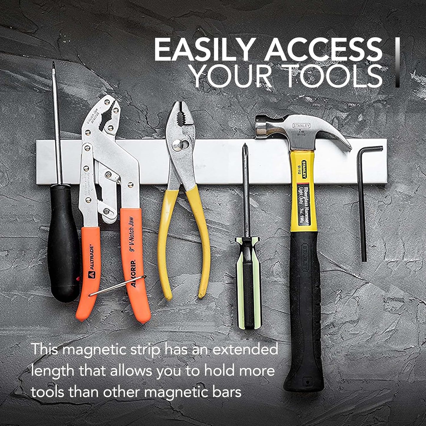 Luxora 14 Inch Magnetic Knife And Tools Holder Silver