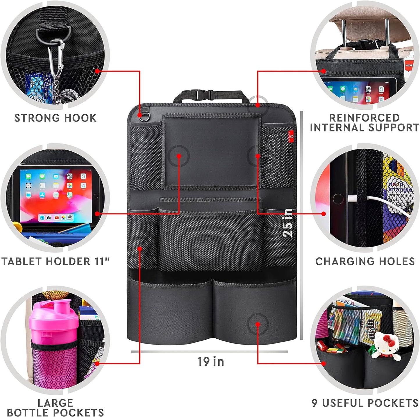 Luxora 2-Pack Car Backseat Organizer with Tablet Holder