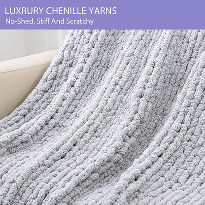 Royaleva Chenille Chunky Knitted Blanket Thick Cable Knit Throw for Couch Bed Sofa