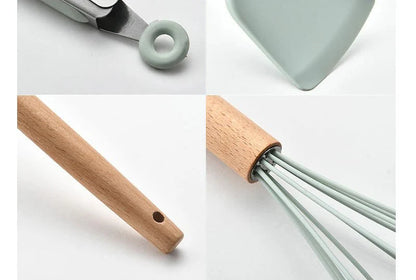 Royallure Wooden-Handle Kitchen Utensil Set – Durable Hardwood for Heat-Safe, Non-Scratch Cooking