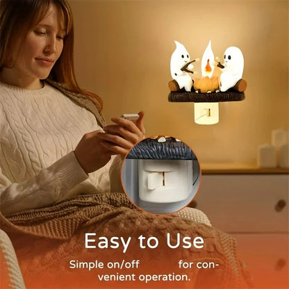 Royaleva Halloween Ghost Bonfire Night Light - Campfire Flicker Flame Night Light