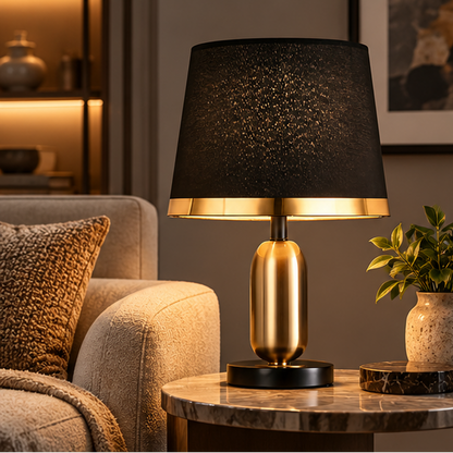 RoyaleGlow Modern Brass Bedside Table Lamp Touch Control LED Light