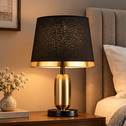 RoyaleGlow Modern Brass Bedside Table Lamp Touch Control LED Light