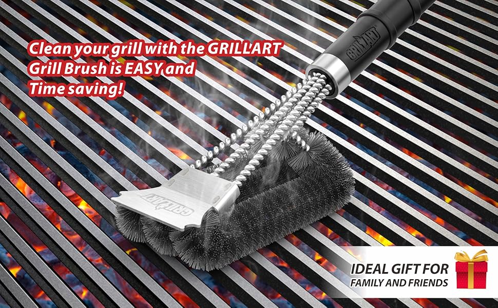 Royaleva 18-Inch Grill Brush with 360-Degree Bristle Design