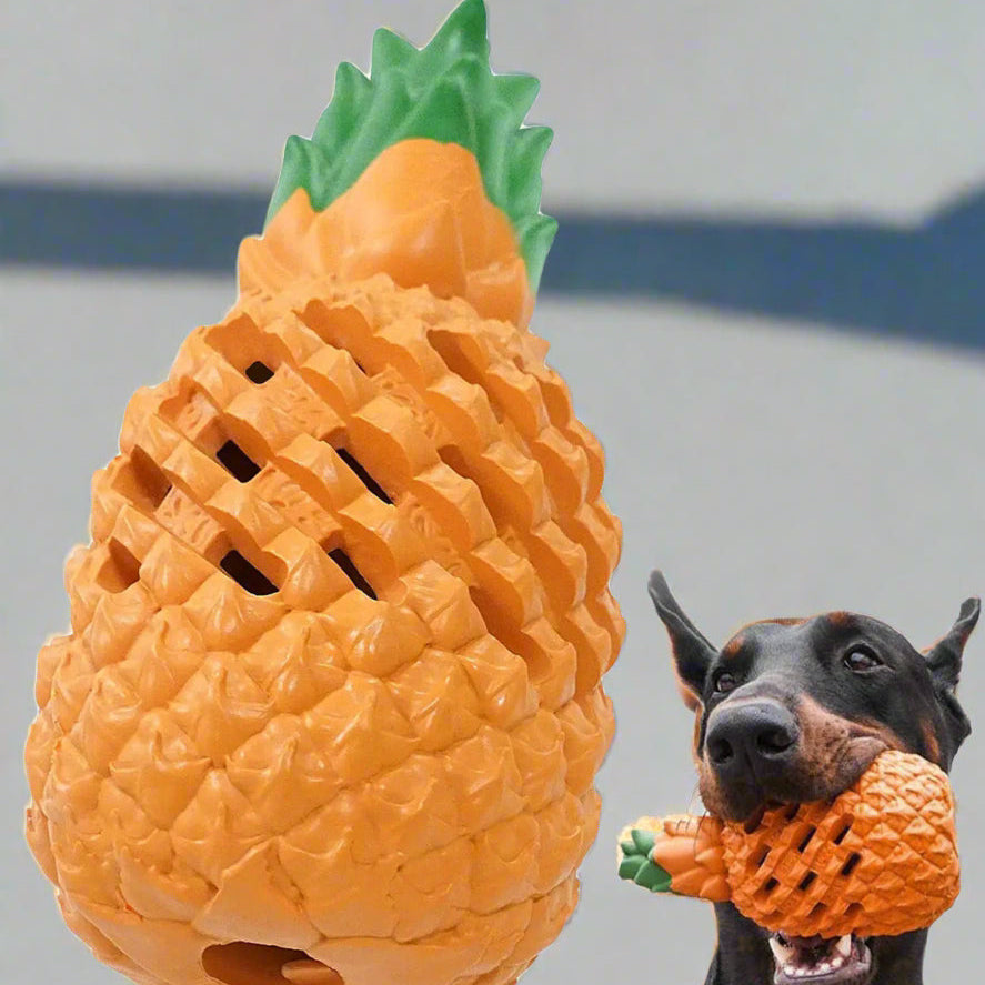 Pineapple Dog Chew Toy – Indestructible Natural Rubber Toy for Aggressive Chewers, Treat Dispenser & Dental Care