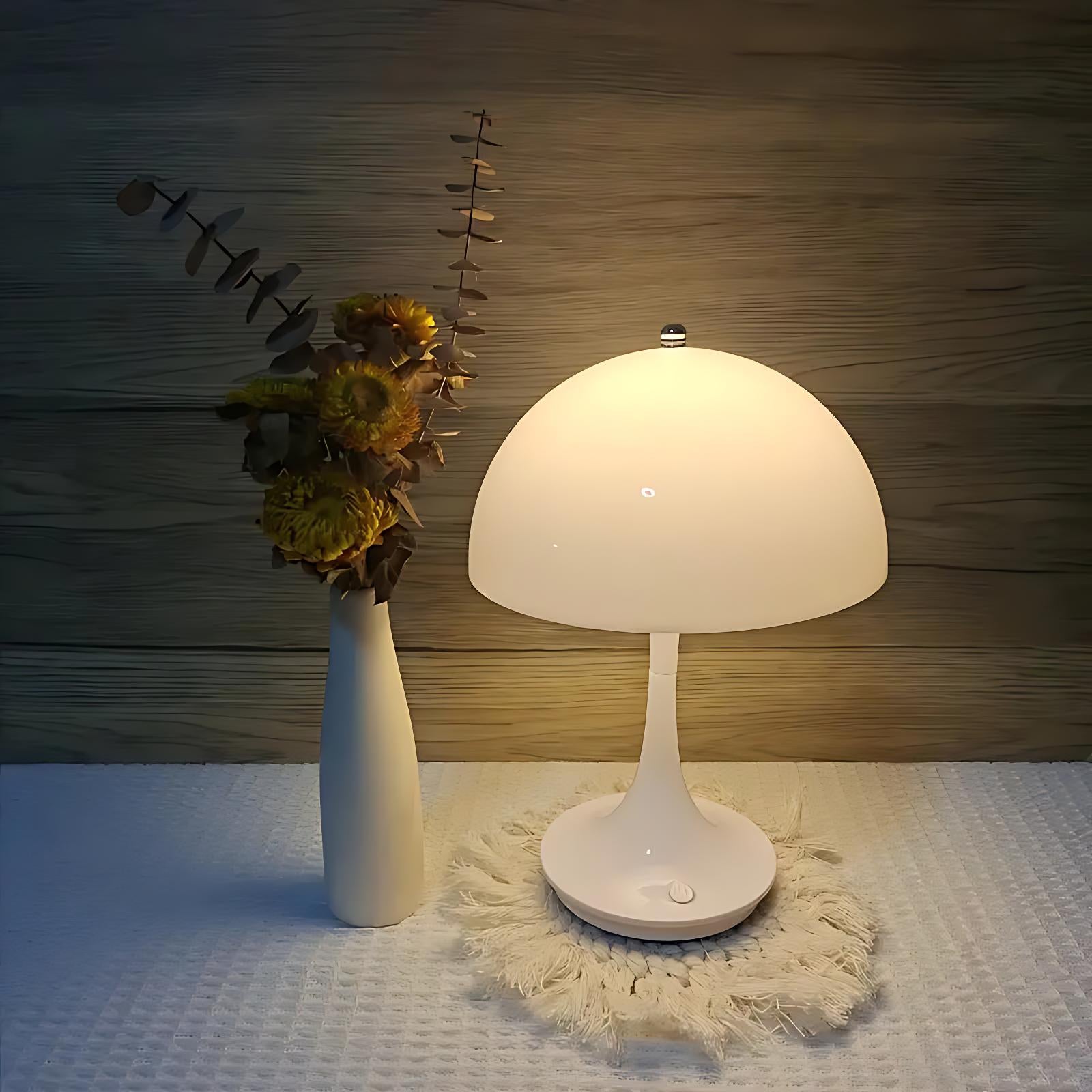 RoyaleGlow Bauhaus Mushroom Lamp – Rechargeable, Elegant & Touch-Controlled