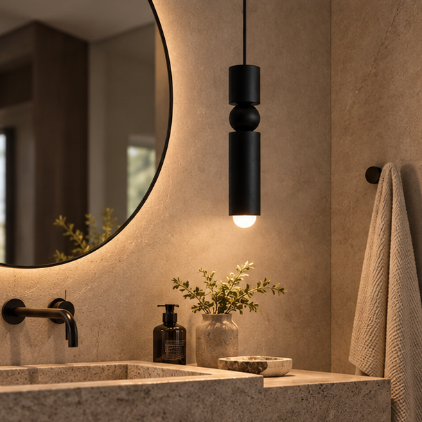 RoyaleGlow Modern Black Geometric Dimmable LED Pendant Light Fixture