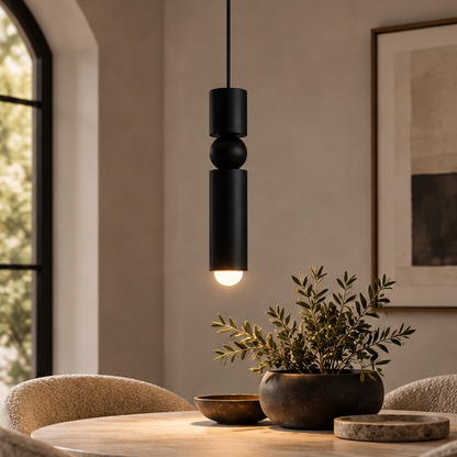 RoyaleGlow Modern Black Geometric Dimmable LED Pendant Light Fixture