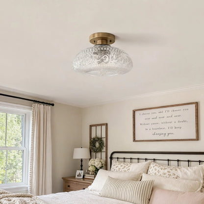 Royelux Modern Engraved Glass Semi-Flush Mount Ceiling Light