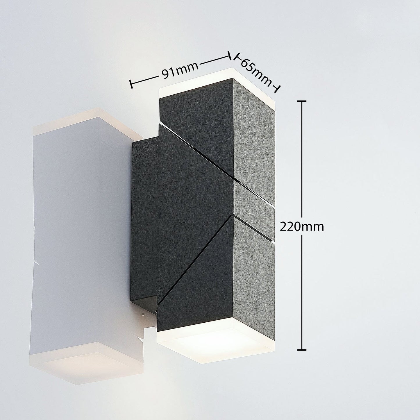 Royelux 22cm Anthracite Outdoor LED Wall Sconce - IP54 Weatherproof Up Down Light