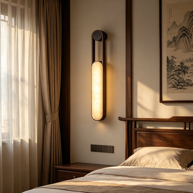 LuxRoyale Minimalist Alabaster Wall Sconce - Elegant Stone Glow LED Lighting Fixture
