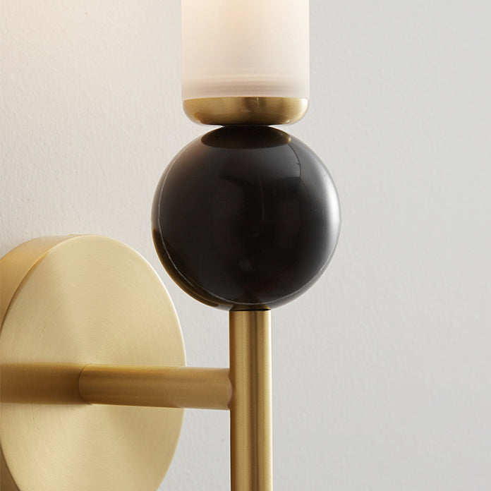 LuxRoyale Modern Brass & Marble Vertical Wall Sconce with Acrylic Diffuser