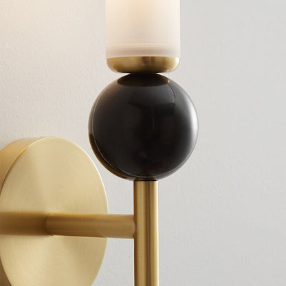 LuxRoyale Modern Brass & Marble Vertical Wall Sconce with Acrylic Diffuser