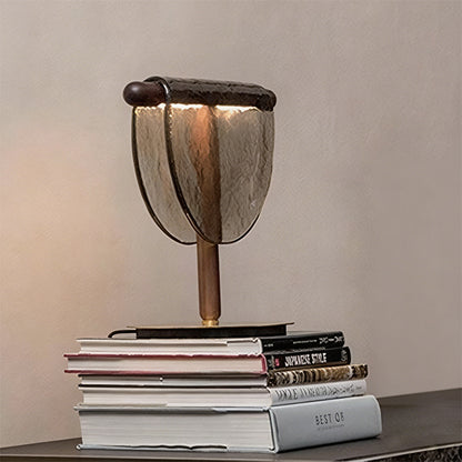 RoyaleGlow Half Moon Table Lamp Nordic Amber Glass LED Light