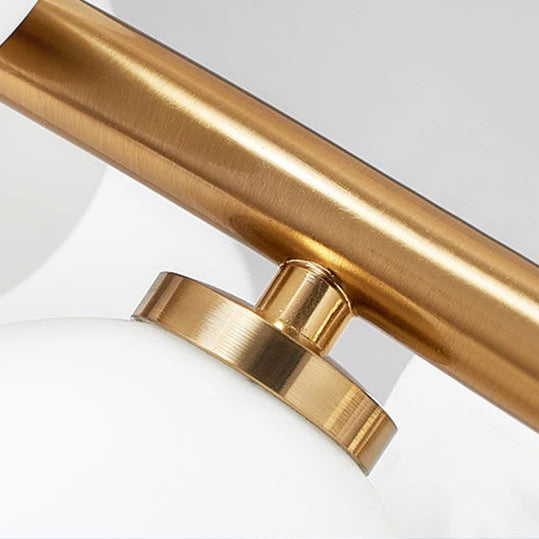 LuxRoyale Modern Gold Chandelier with White Glass Globes for Living Room