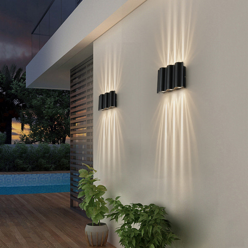 LuxRoyale Modern Outdoor Wall Sconce Black Up Down Light Fixture