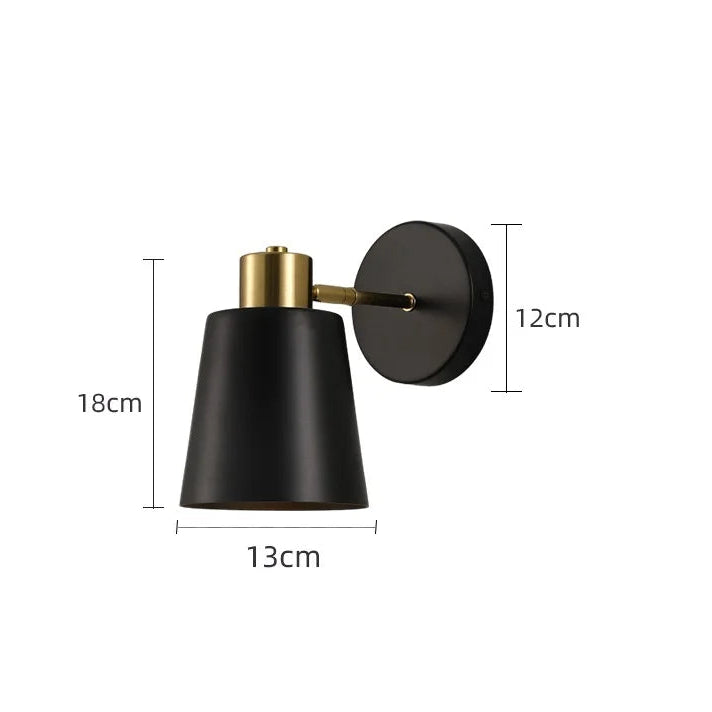 Royaleva Modern Brushed Black Gold Conical Wall Sconce, IP20 Conical Wall Light