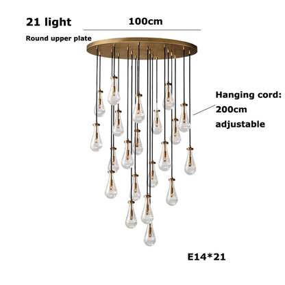 Royelux Artisan Teardrop Chandelier - Modern LED Glass Droplet Ceiling Light