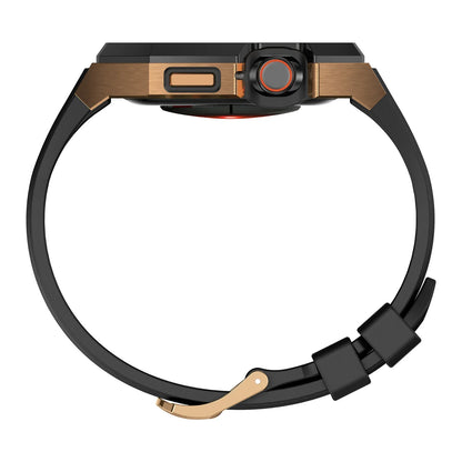 RoyaleGlow AP9009 Fluororubber Band Stainless Steel Case For Apple Watch