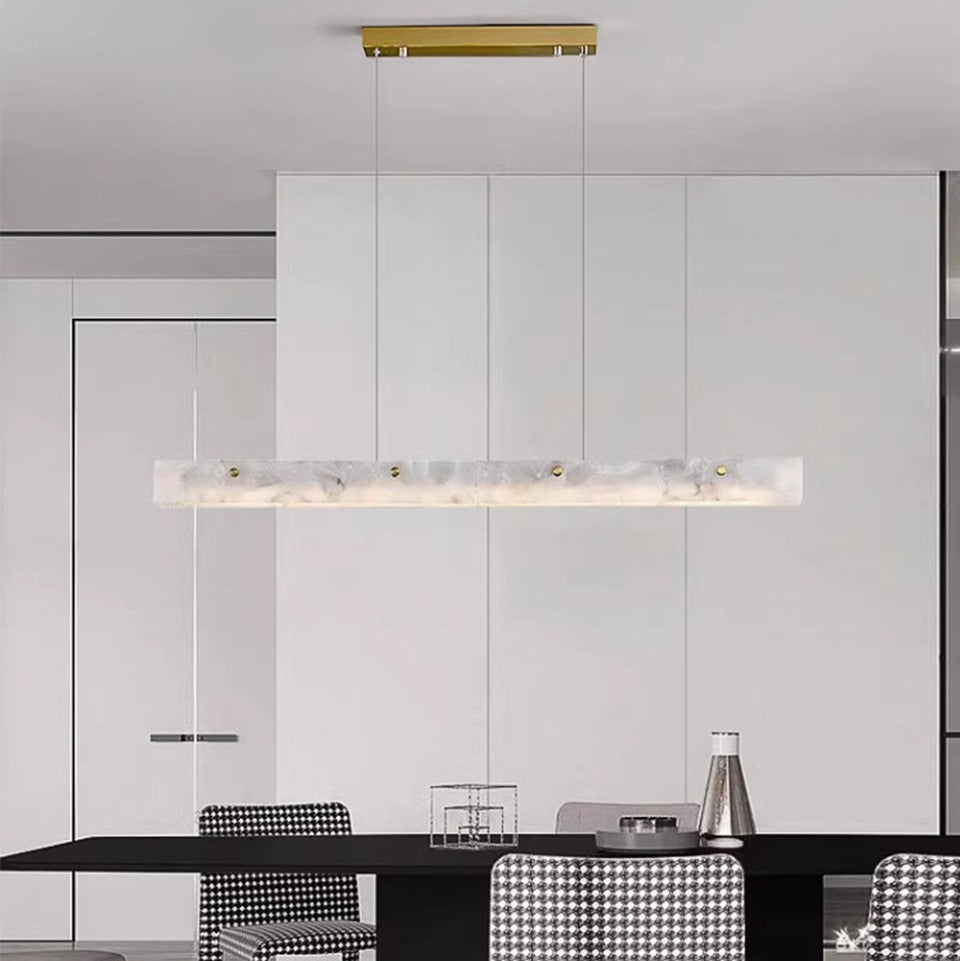 Royelux Modern Marble Linear Chandelier for Kitchen Island & Dining Room