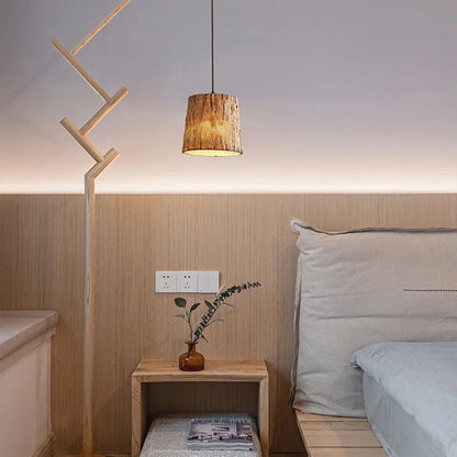 Lumora Natural Wooden Pendant Light, Rustic Modern Warm Ambient Home Decor Fixture