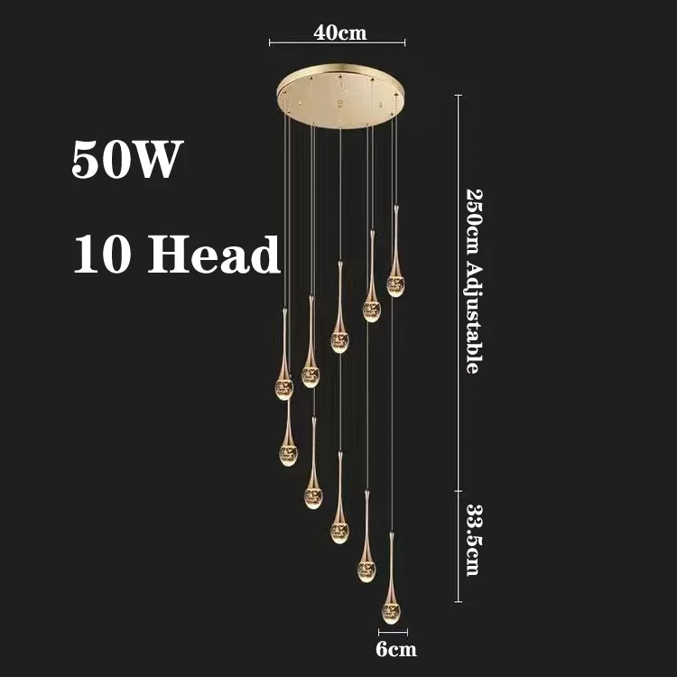 LuxRoyale Waterfall Gold LED Crystal Chandelier for Staircase Entryway